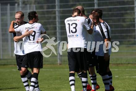 Fussball Unterliga Ost. ASK gegen Kraig. Torjubel Danijel Micic, Matthias Dollinger (ASK). Klagenfurt, am 9.9.2018.
Foto: Kuess
---
pressefotos, pressefotografie, kuess, qs, qspictures, sport, bild, bilder, bilddatenbank