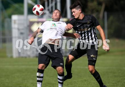 Fussball Unterliga Ost. ASK gegen Kraig.  Andreas Bernhard Schritliser, (ASK), Michael Spielberger  (Kraig). Klagenfurt, am 9.9.2018.
Foto: Kuess
---
pressefotos, pressefotografie, kuess, qs, qspictures, sport, bild, bilder, bilddatenbank