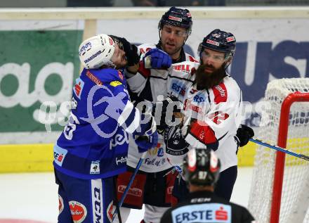 EBEL. Eishockey Bundesliga. EC VSV gegen KHL Medvescak Zagreb. MacGregor Sharp,  (VSV), Sebastien Sylvestre  (Zagreb). Villach, am 1.9.2018.
Foto: Kuess 


---
pressefotos, pressefotografie, kuess, qs, qspictures, sport, bild, bilder, bilddatenbank