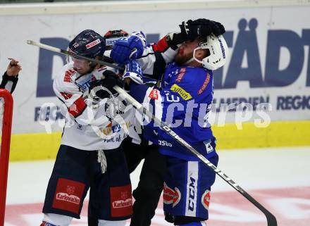 EBEL. Eishockey Bundesliga. EC VSV gegen KHL Medvescak Zagreb. Markus Schlacher, (VSV), Sebastien Sylvestre (Zagreb). Villach, am 1.9.2018.
Foto: Kuess 


---
pressefotos, pressefotografie, kuess, qs, qspictures, sport, bild, bilder, bilddatenbank