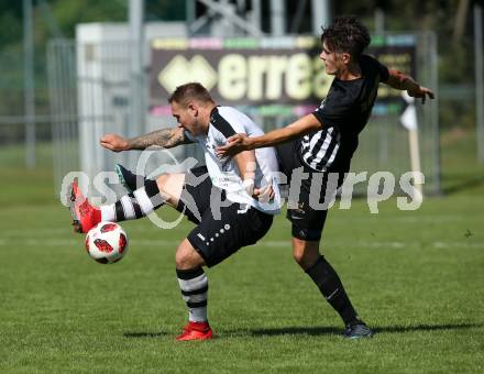 Fussball Unterliga Ost. ASK gegen Kraig.  Andreas Bernhard Schritliser,  (ASK), Michael Spielberger (Kraig). Klagenfurt, am 9.9.2018.
Foto: Kuess
---
pressefotos, pressefotografie, kuess, qs, qspictures, sport, bild, bilder, bilddatenbank