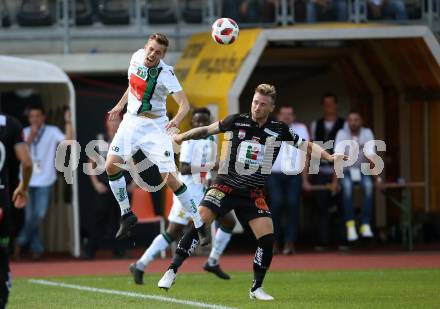 Fussball tipico Bundesliga. RZ Pellets WAC gegen FC Wacker Innsbruck.  Michael Sollbauer (WAC), Patrik Eler  (Innsbruck). Wolfsberg, am 16.9.2018.
Foto: Kuess

---
pressefotos, pressefotografie, kuess, qs, qspictures, sport, bild, bilder, bilddatenbank