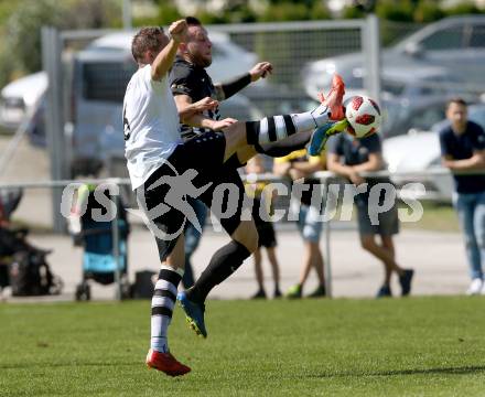 Fussball Unterliga Ost. ASK gegen Kraig. Stefan Dollinger, (ASK), Marco Messner  (Kraig). Klagenfurt, am 9.9.2018.
Foto: Kuess
---
pressefotos, pressefotografie, kuess, qs, qspictures, sport, bild, bilder, bilddatenbank