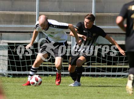 Fussball Unterliga Ost. ASK gegen Kraig. Martin Richard Linder,  (ASK),  Florian Hasenbichler (Kraig). Klagenfurt, am 9.9.2018.
Foto: Kuess
---
pressefotos, pressefotografie, kuess, qs, qspictures, sport, bild, bilder, bilddatenbank