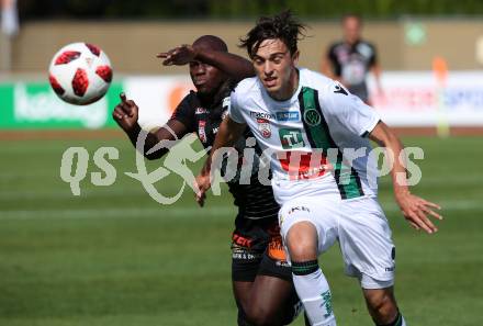 Fussball tipico Bundesliga. RZ Pellets WAC gegen FC Wacker Innsbruck.  Dever Akeem Orgill,  (WAC), Albert Vallci (Innsbruck). Wolfsberg, am 16.9.2018.
Foto: Kuess

---
pressefotos, pressefotografie, kuess, qs, qspictures, sport, bild, bilder, bilddatenbank
