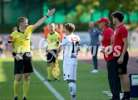 Fussball tipico Bundesliga. RZ Pellets WAC gegen FC Wacker Innsbruck.  Schiedsrichter Markus Hameter, Trainer Karl Daxbacher. Wolfsberg, am 16.9.2018.
Foto: Kuess

---
pressefotos, pressefotografie, kuess, qs, qspictures, sport, bild, bilder, bilddatenbank