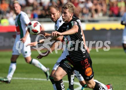 Fussball tipico Bundesliga. RZ Pellets WAC gegen FC Wacker Innsbruck.  Marc Andre Schmerboeck, (WAC), Matthias Maak  (Innsbruck). Wolfsberg, am 16.9.2018.
Foto: Kuess

---
pressefotos, pressefotografie, kuess, qs, qspictures, sport, bild, bilder, bilddatenbank