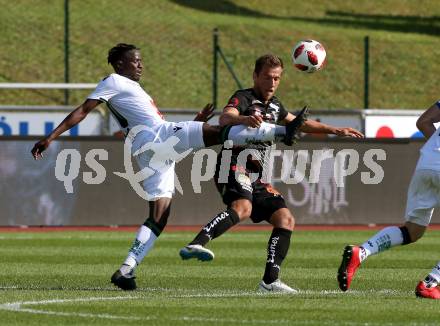 Fussball tipico Bundesliga. RZ Pellets WAC gegen FC Wacker Innsbruck.  Mario Leitgeb,  (WAC), Cheikhou Dieng (Innsbruck). Wolfsberg, am 16.9.2018.
Foto: Kuess

---
pressefotos, pressefotografie, kuess, qs, qspictures, sport, bild, bilder, bilddatenbank