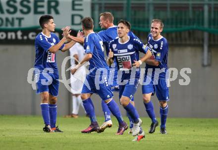 Fussball 2. Liga. SK Austria Klagenfurt gegen SC Wiener Neustadt. Torjubel Roman Kienast,  (Wiener Neustadt). Klagenfurt, am 23.9.2018.
Foto: Kuess
---
pressefotos, pressefotografie, kuess, qs, qspictures, sport, bild, bilder, bilddatenbank