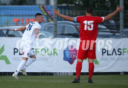 Fussball Kaerntner Liga. SAK gegen KAC 1909. Torjubel Zoran Vukovic (SAK). Klagenfurt, am 21.9.2018. Foto: Kuess
---
pressefotos, pressefotografie, kuess, qs, qspictures, sport, bild, bilder, bilddatenbank