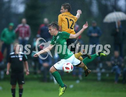 Fussball Unterliga Ost. Grafenstein gegen Donau. Fabian Ladinig  (Grafenstein), Michael Puschl-Schliefnig (Donau). Grafenstein, am 22.9.2018.
Foto: Kuess
---
pressefotos, pressefotografie, kuess, qs, qspictures, sport, bild, bilder, bilddatenbank