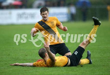 Fussball Unterliga Ost. Grafenstein gegen Donau. Torjubel Fabian Stornig,  Christopher Sauerschnig (Grafenstein). Grafenstein, am 22.9.2018.
Foto: Kuess
---
pressefotos, pressefotografie, kuess, qs, qspictures, sport, bild, bilder, bilddatenbank