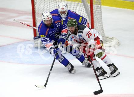 EBEL. Eishockey Bundesliga. EC VSV gegen HCB Suedtirol Alperia. Markus Schlacher, Dan Bakala, (VSV), Angelo Micelli  (Bozen). Villach, am 28.9.2018.
Foto: Kuess 


---
pressefotos, pressefotografie, kuess, qs, qspictures, sport, bild, bilder, bilddatenbank
