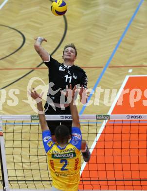 Volleyball. DenizBank AG Volley League Men. SK Posojilnica Aich/Dob gegen SG Union Raiffeisen Waldviertel.  Lukasz Janusz Szarek (Waldviertel). Bleiburg, am 29.9.2018.
Foto: Kuess
---
pressefotos, pressefotografie, kuess, qs, qspictures, sport, bild, bilder, bilddatenbank