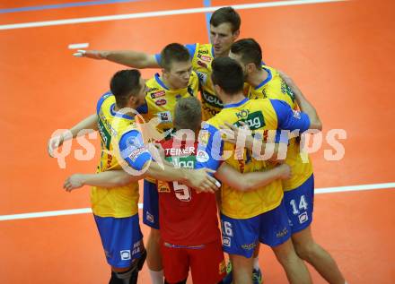 Volleyball. DenizBank AG Volley League Men. SK Posojilnica Aich/Dob gegen SG Union Raiffeisen Waldviertel. Jubel (Aich/Dob). Bleiburg, am 29.9.2018.
Foto: Kuess
---
pressefotos, pressefotografie, kuess, qs, qspictures, sport, bild, bilder, bilddatenbank