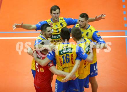 Volleyball. DenizBank AG Volley League Men. SK Posojilnica Aich/Dob gegen SG Union Raiffeisen Waldviertel. Jubel (Aich/Dob). Bleiburg, am 29.9.2018.
Foto: Kuess
---
pressefotos, pressefotografie, kuess, qs, qspictures, sport, bild, bilder, bilddatenbank