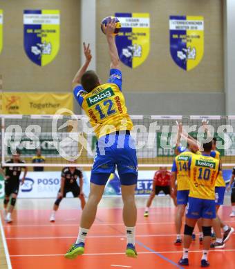 Volleyball. DenizBank AG Volley League Men. SK Posojilnica Aich/Dob gegen SG Union Raiffeisen Waldviertel.  Marrkus Keel (Aich/Dob). Bleiburg, am 29.9.2018.
Foto: Kuess
---
pressefotos, pressefotografie, kuess, qs, qspictures, sport, bild, bilder, bilddatenbank