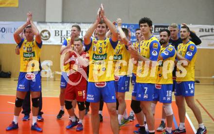 Volleyball. DenizBank AG Volley League Men. SK Posojilnica Aich/Dob gegen SG Union Raiffeisen Waldviertel. Jubel (Aich/Dob). Bleiburg, am 29.9.2018.
Foto: Kuess
---
pressefotos, pressefotografie, kuess, qs, qspictures, sport, bild, bilder, bilddatenbank