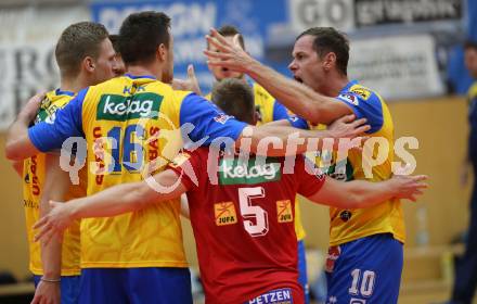 Volleyball. DenizBank AG Volley League Men. SK Posojilnica Aich/Dob gegen SG Union Raiffeisen Waldviertel. Jubel (Aich/Dob). Bleiburg, am 29.9.2018.
Foto: Kuess
---
pressefotos, pressefotografie, kuess, qs, qspictures, sport, bild, bilder, bilddatenbank