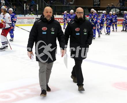EBEL. Eishockey Bundesliga. EC VSV gegen EC Red Bull Salzburg. Trainer Gerhard Unterluggauer, Co-Trainer Markus Peintner (VSV). Villach, am 5.10.2018.
Foto: Kuess 


---
pressefotos, pressefotografie, kuess, qs, qspictures, sport, bild, bilder, bilddatenbank