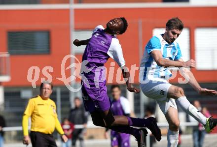 Fussball 1. KLasse C. SK Austria Klagenfurt Amateure gegen Launsdorf. Mersei Dieu Nsandi (Klagenfurt), Hubert Egger (Launsdorf). Klagenfurt, am 30.9.2018.
Foto: Kuess
---
pressefotos, pressefotografie, kuess, qs, qspictures, sport, bild, bilder, bilddatenbank