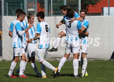 Fussball 1. KLasse C. SK Austria Klagenfurt Amateure gegen Launsdorf. Torjubel  Raphael Krapesch (Launsdorf). Klagenfurt, am 30.9.2018.
Foto: Kuess
---
pressefotos, pressefotografie, kuess, qs, qspictures, sport, bild, bilder, bilddatenbank