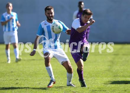 Fussball 1. KLasse C. SK Austria Klagenfurt Amateure gegen Launsdorf. Enis Pajalic (Klagenfurt), Marco Lukas Oraze (Launsdorf). Klagenfurt, am 30.9.2018.
Foto: Kuess
---
pressefotos, pressefotografie, kuess, qs, qspictures, sport, bild, bilder, bilddatenbank