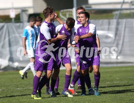 Fussball 1. KLasse C. SK Austria Klagenfurt Amateure gegen Launsdorf. Torjubel Jonas Mueller, Tarik Muharemovic (Klagenfurt),. Klagenfurt, am 30.9.2018.
Foto: Kuess
---
pressefotos, pressefotografie, kuess, qs, qspictures, sport, bild, bilder, bilddatenbank