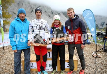 Bergduathlon. Kosiak Loewe.  Franz Preiml,  Hans Joerg Leopold, Marlies Penker, Robert Rassinger. Feistritz im Rosental, Klagenfurter Huette, Kosiak, am 6.10.2018.
Foto: Kuess
---
pressefotos, pressefotografie, kuess, qs, qspictures, sport, bild, bilder, bilddatenbank