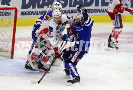 EBEL. Eishockey Bundesliga. EC VSV gegen KAC. Markus Schlacher, (VSV), Nicholas Eric Petersen  (KAC). Villach, am 7.10.2018.
Foto: Kuess 


---
pressefotos, pressefotografie, kuess, qs, qspictures, sport, bild, bilder, bilddatenbank