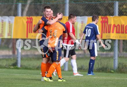 Fussball. 2. Klasse A. Oberes Moelltal gegen Grafendorf. Torjubel Gerhard Reichhold, Emanuel Kollmitzer, Kai Brandstaetter (Oberes Moelltal). Rangersdorf, 6.10.2018.
Foto: Kuess
---
pressefotos, pressefotografie, kuess, qs, qspictures, sport, bild, bilder, bilddatenbank