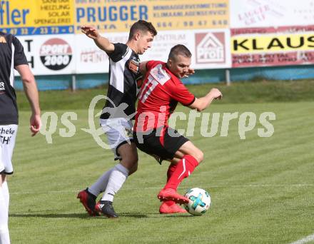 Fussball. Kaerntner Liga. Gmuend gegen SK Maria Saal. Philipp Straganz (Gmuend), Zoran Jorgic (Maria Saal). Gmuend, 6.10.2018.
Foto: Kuess 
---
pressefotos, pressefotografie, kuess, qs, qspictures, sport, bild, bilder, bilddatenbank