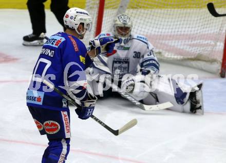 EBEL. Eishockey Bundesliga. EC VSV gegen Fehervar AV 19. Torjubel Corey Trivino (VSV). Villach, am 12.10.2018.
Foto: Kuess 


---
pressefotos, pressefotografie, kuess, qs, qspictures, sport, bild, bilder, bilddatenbank