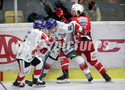 EBEL. Eishockey Bundesliga. KAC gegen HC TWK Innsbruck. Marcel Witting,  (KAC), Mario Lamoureux (Innsbruck). Klagenfurt, am 14.10.2018.
Foto: Kuess

---
pressefotos, pressefotografie, kuess, qs, qspictures, sport, bild, bilder, bilddatenbank
