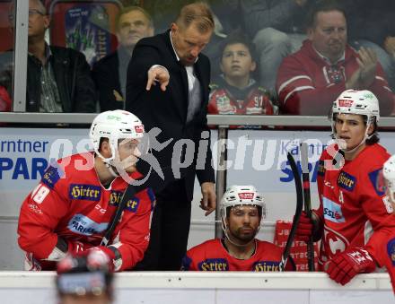 EBEL. Eishockey Bundesliga. KAC gegen HC TWK Innsbruck. Trainer Petri Matikainen (KAC). Klagenfurt, am 14.10.2018.
Foto: Kuess

---
pressefotos, pressefotografie, kuess, qs, qspictures, sport, bild, bilder, bilddatenbank