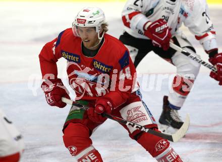 EBEL. Eishockey Bundesliga. KAC gegen HC TWK Innsbruck. Johannes Bischofberger (KAC). Klagenfurt, am 14.10.2018.
Foto: Kuess

---
pressefotos, pressefotografie, kuess, qs, qspictures, sport, bild, bilder, bilddatenbank