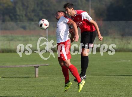 Fussball Kaerntner Liga. Woelfnitz gegen Spittal/Drau. Marco Sylvio Loritsch,  (Woelfnitz), Rafael Graf (Spittal). Woelfnitz, am 13.10.2018.
Foto: Kuess
---
pressefotos, pressefotografie, kuess, qs, qspictures, sport, bild, bilder, bilddatenbank