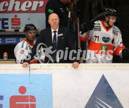 EBEL. Eishockey Bundesliga. EC VSV gegen Moser Medical Graz99ers. Trainer Doug Mason (Graz). Villach, am 21.10.2018.
Foto: Kuess 


---
pressefotos, pressefotografie, kuess, qs, qspictures, sport, bild, bilder, bilddatenbank