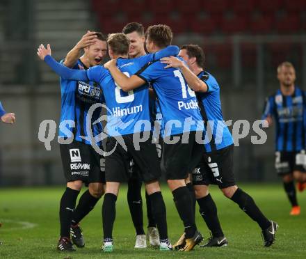 Fussball 2. Liga. SK Austria Klagenfurt gegen SKU Amstetten. Torjubel Thomas Hinum (Amstetten). Klagenfurt, am 19.10.2018.
Foto: Kuess
---
pressefotos, pressefotografie, kuess, qs, qspictures, sport, bild, bilder, bilddatenbank