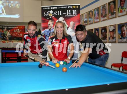 Dynamic Billard Klagenfurt Open 2018. Pressekonferenz. Albin Ouschan, Jasmin Ouschan, Mario He. Klagenfurt, am 9.10.2018.
Foto: Kuess
---
pressefotos, pressefotografie, kuess, qs, qspictures, sport, bild, bilder, bilddatenbank