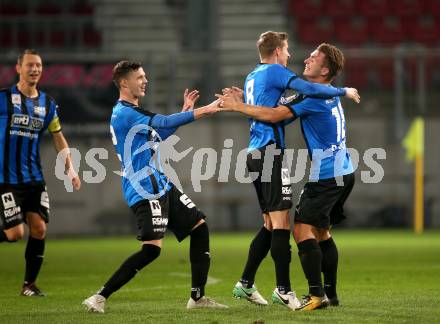 Fussball 2. Liga. SK Austria Klagenfurt gegen SKU Amstetten. Torjubel Thomas Hinum (Amstetten). Klagenfurt, am 19.10.2018.
Foto: Kuess
---
pressefotos, pressefotografie, kuess, qs, qspictures, sport, bild, bilder, bilddatenbank