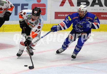 EBEL. Eishockey Bundesliga. EC VSV gegen Moser Medical Graz99ers. Nico Brunner, (VSV), Colton Jaret Yellow Horn (Graz). Villach, am 21.10.2018.
Foto: Kuess 


---
pressefotos, pressefotografie, kuess, qs, qspictures, sport, bild, bilder, bilddatenbank