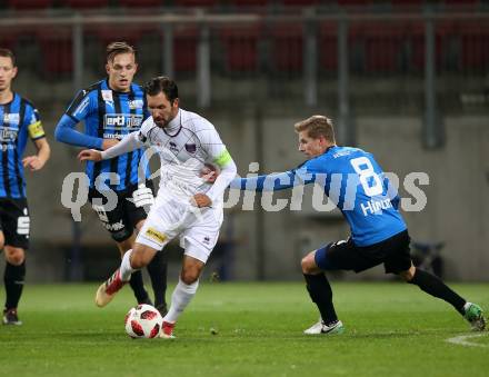 Fussball 2. Liga. SK Austria Klagenfurt gegen SKU Amstetten. Sandro Zakany,  (Austria Klagenfurt),  Thomas Hinum (Amstetten). Klagenfurt, am 19.10.2018.
Foto: Kuess
---
pressefotos, pressefotografie, kuess, qs, qspictures, sport, bild, bilder, bilddatenbank