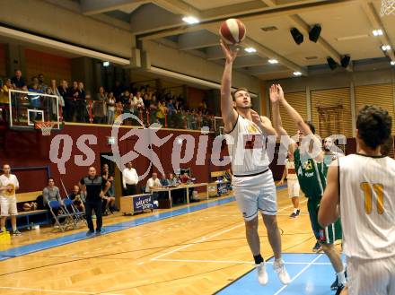 Basketball 2. Bundesliga. Grunddurchgang. 2. Runde. Woerthersee Piraten gegen Dornbirn Lions. Maximilian Kunovjanek,  (Piraten), Harun Buljubasic (Lions). Klagenfurt, am 20.10.2018.
Foto: Kuess
---
pressefotos, pressefotografie, kuess, qs, qspictures, sport, bild, bilder, bilddatenbank