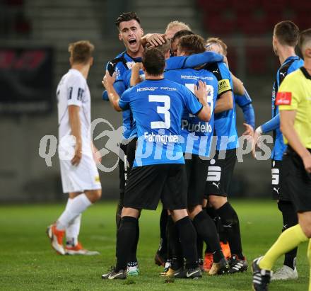 Fussball 2. Liga. SK Austria Klagenfurt gegen SKU Amstetten. Torjubel Thomas Hinum (Amstetten). Klagenfurt, am 19.10.2018.
Foto: Kuess
---
pressefotos, pressefotografie, kuess, qs, qspictures, sport, bild, bilder, bilddatenbank