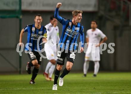 Fussball 2. Liga. SK Austria Klagenfurt gegen SKU Amstetten. Torjubel Thomas Hinum (Amstetten). Klagenfurt, am 19.10.2018.
Foto: Kuess
---
pressefotos, pressefotografie, kuess, qs, qspictures, sport, bild, bilder, bilddatenbank