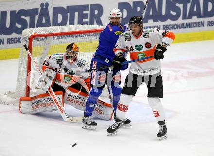 EBEL. Eishockey Bundesliga. EC VSV gegen Moser Medical Graz99ers. Matthew Pelech, (VSV), Thomas Hoeneckl, Andre Lakos  (Graz). Villach, am 21.10.2018.
Foto: Kuess 


---
pressefotos, pressefotografie, kuess, qs, qspictures, sport, bild, bilder, bilddatenbank