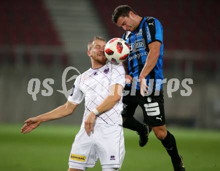Fussball 2. Liga. SK Austria Klagenfurt gegen SKU Amstetten. Markus Rusek,  (Austria Klagenfurt),  Sascha Fahrngruber (Amstetten). Klagenfurt, am 19.10.2018.
Foto: Kuess
---
pressefotos, pressefotografie, kuess, qs, qspictures, sport, bild, bilder, bilddatenbank