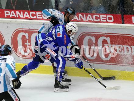 EBEL. Eishockey Bundesliga. EC VSV gegen EHC Liwest Black Wings Linz. Alderson Brandon (VSV), Altmann Mario (Linz). Villach, am 28.10.2018.
Foto: Kuess 


---
pressefotos, pressefotografie, kuess, qs, qspictures, sport, bild, bilder, bilddatenbank