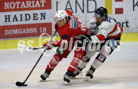 EBEL. Eishockey Bundesliga. KAC gegen HC Orli Znojmo. Nikolaus Kraus,  (KAC), Dominik Tejnor (HC Orli Znojmo). Klagenfurt, am 28.10.2018.
Foto: Kuess

---
pressefotos, pressefotografie, kuess, qs, qspictures, sport, bild, bilder, bilddatenbank